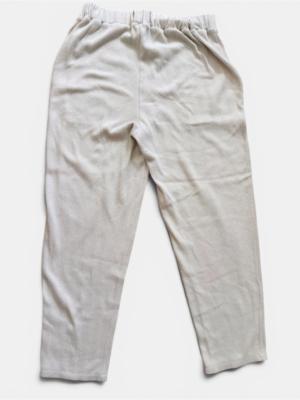 Madewell Herringbone Pull On Pants Womens Large Cream High Rise Tapered Pockets